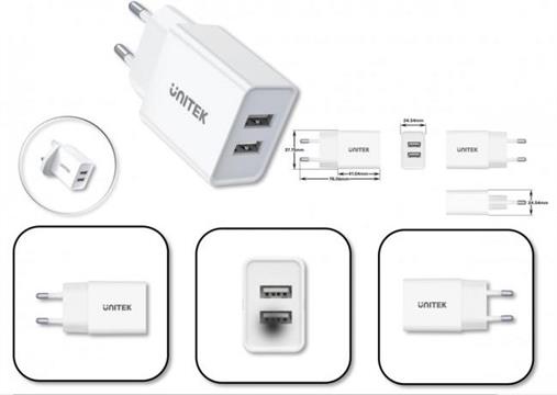 Unitek Ładowarka 2x USB-A 12 W biała