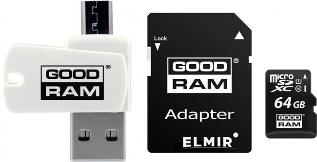 GOODRAM 64GB microSDXC class 10 UHS I + adapter + czytnik