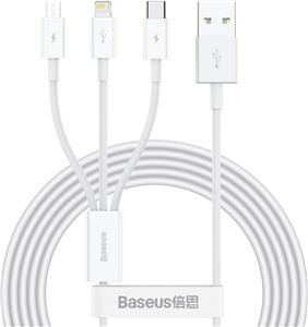 Kabel USB 3w1 Baseus Superior Series, USB do micro USB / USB-C / Lightning, 3.5A, 1.2m (bijela)