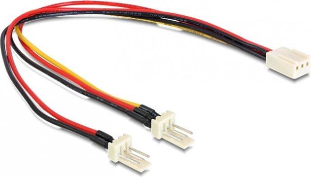 Intern Delock Lüfter Y Kabel 3 Pin Buchse > 2 x Molex 3 Pin Stecker 22cm