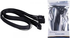 Silverstone PSU Cable, 2x EPS 8 pin (PSU) to 12+4 pin (GPU) 12VHPWR PCIe Gen5 cable, Black, Retail