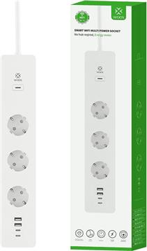 WOOX WiFi Smart multi-utičnica, 3×strujna utičnica, 2×USB-A, 2×USB-C punjač, WooxHome app, glasovna kontrola - Alexa & Google Assistant, 1.5m (R6132)