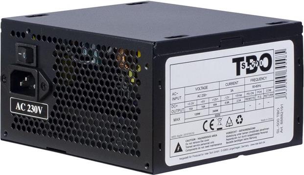 Power Supply INTER-TECH IT-SL500 AC 230V, 50/60Hz, DC 3.3/5/±12V, 500W, Retail, Passive PFC, 1x120, BLACK