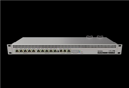 Mikrotik RouterBOARD RB1100AHx4 Dude edition, Annapurna Alpine AL21400 Cortex A15 CPU (4-cores, 1.4GHz/core), 1GB RAM, 13xGbit LAN, 60GB M.2, RouterOS L6, 1U rackmount kućište, Dual PSU