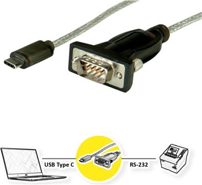 Roline pretvarač USB-C - Serial RS232, DB9, 1.8m