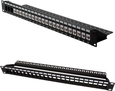 Roline 24-portni Patch Panel (prazni) 19" Keystone UTP Cat.5e/6/Class E, crni