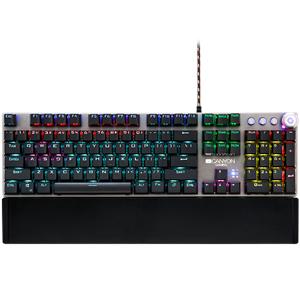 CANYON Nightfall GK-7, Wired Gaming Keyboard,Black 104 mechanical switches,60 million times key life, 22 types of lights,Removable magnetic wrist rest,4 Multifunctional control knob,Trigger actuation 