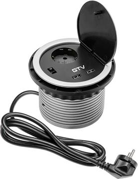 GTV built-in socket CHARGER 1x220V + 2xUSB O100mm