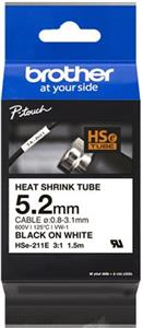 Brother Heat Shrink Tubing P-Touch HSe-211E - 5.2 mm x 1.5 m - Black on White
