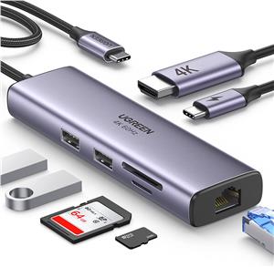 Ugreen 7in1 USB-C HUB HDMI+RJ45+card reader+USB+PD 100W