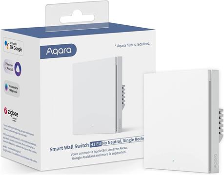 AQARA Smart Zigbee wall switch with relay H1 EU, single, without neutral wire