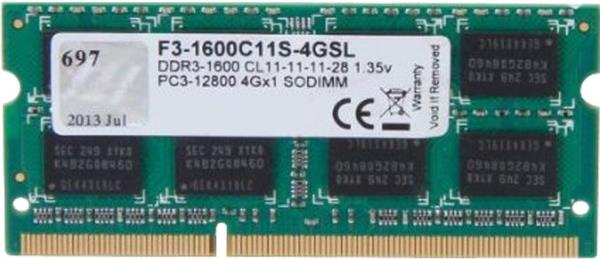 G.Skill 4GB DDR3 4GSL SO-Dimm 1600 CL11 1.35 (1x4GB)