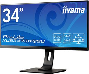 34''/86,4cm (3440x1440) Iiyama 34W LCD Business UWQHD IPS 21:9 4ms HDMI DisplayPort USB 3.0 Height Adj. Stand Speaker