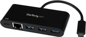 StarTech.com USB C to Ethernet Adapter - 3 Port - with Power Delivery (USB PD) - Power Pass Through Charging - USB C Adapter (US1GC303APD) - network adapter - USB-C - Gigabit Ethernet