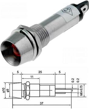 LAMPICA LED 12 V CRVENA CHROM, upuštena