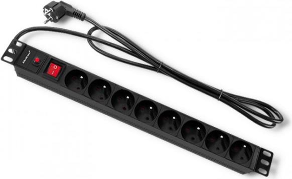 Qoltec CB anti-surge power strip for RACK 19" cabinet | 1U | 16A | PDU | 8xFRENCH | 2m