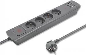 Qoltec Surge protector | 4 slots | 2 x USB | 1.8m | Grey