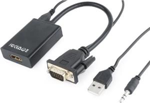 Gembird VGA to HDMI adapter cable, 0,15m, black