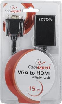 Gembird VGA to HDMI adapter cable, 0,15m, black