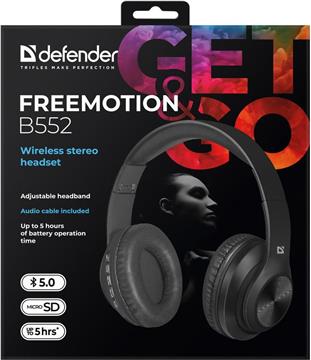 Bežične Defender stereo slušalice FreeMotion B552 crne, Bluetooth 63552