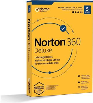 Norton 360 Deluxe - box pack (1 year) - 5 devices, 50 GB online storage