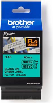 Brother Labels FLE7511 - 72 pcs. - 21 mm x 45 mm - Black on Green