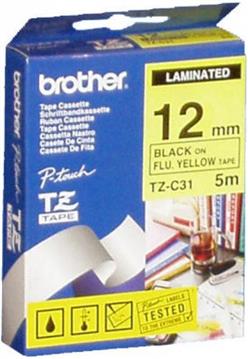 Brother Laminated Tape P-Touch TZe-C31 - 12 mm x 5 m - Black on Yellow