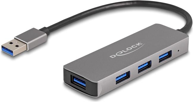 HUB 4Port DeLOCK 4xUSB3.2 Grey