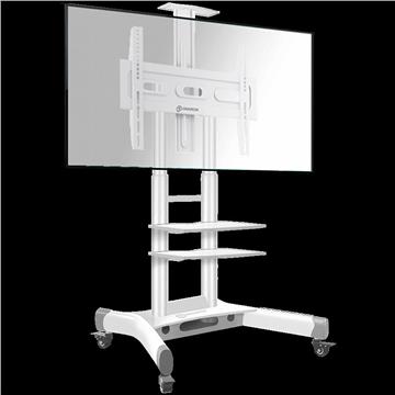 ONKRON Mobile TV Stand for 40-70” TVs with Wheels Shelves Height Adjustable Rolling TV Cart, White