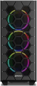 Sharkoon RGB HEX Midi Tower ATX kućište bez napajanja, prozirna bočna stranica, prednji/stražnji/gornji ventilatori 6×120mm, crno