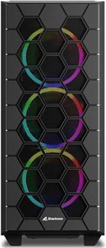 Sharkoon RGB HEX Midi Tower ATX kućište bez napajanja, prozirna bočna stranica, prednji/stražnji/gornji ventilatori 6×120mm, crno