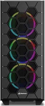 Sharkoon RGB HEX Midi Tower ATX kućište bez napajanja, prozirna bočna stranica, prednji/stražnji/gornji ventilatori 6×120mm, crno