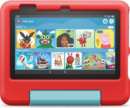 Amazon Fire 7 Kids Tablet (2022) WiFi 16 GB, with red case, without ads, B099H8RVRY