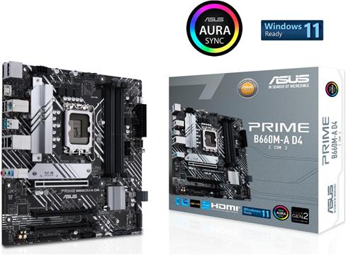 ASUS PRIME B660M-A D4-CSM, DDR4, SATA3, USB3.2Gen1, DP, LGA1700 mATX