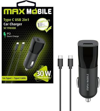 MAXMOBILE AUTO ADAPTER PD QC 3.0 TYPE C, SC-198008+Type C kabel, 30W