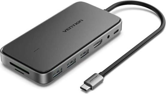 Vention USB-C to HDMI USB 3.1 Gen 2-A x2 USB 2.0 M.2 NGFF SD TF PD DC 3.5mm SSD Enclosure Docking Station 0,15m