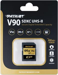 Patriot 64GB SDXC UHS-II Class10 SD card, 300/260 MB/s.
