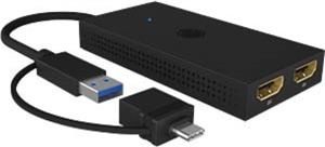 Icybox IB-SPL1029AC USB-C/A to dual HDMI splitter (2k@60Hz/4k@30Hz).