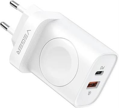 VEGER W002E multifunctional wall charger 3 in 1, PD 20W, white.