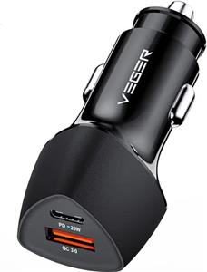 VEGER car charger CC50 USB+USB-C PD, QC3.0 38W