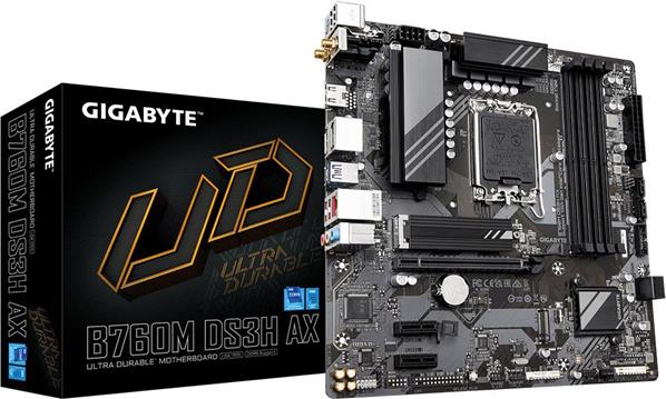 GIGABYTE B760M DS3H AX, DDR5, SATA3, USB3.2Gen2, DP, WiFi 6E, LGA1700 mATX