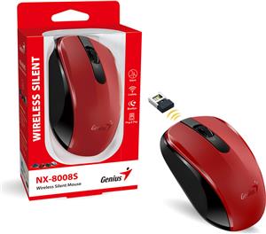 Genius NX-8008S, bežični miš, silent, crvena/crna