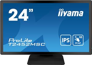 IIYAMA Monitor LED PROLITE T2452MSC-B1 24” PCAP multi-touch edge-to-edge glass and anti fingerprint coating IPS Full HD 400 cd/m2 HDMI DP Speakers