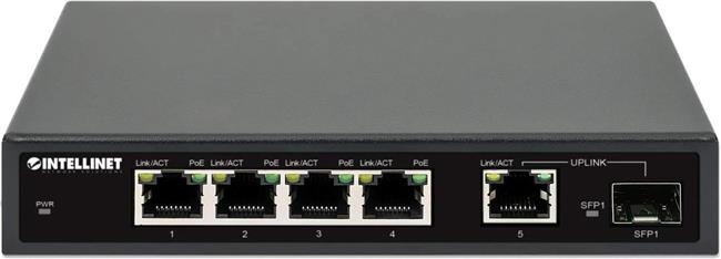 Intellinet 561822 Switch Gigabit 4x RJ45 PoE+, 1x RJ45 Uplink, 1x slot SFP