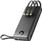 VEGER portable battery with built-in C20 cables, 20000 mAh, black.