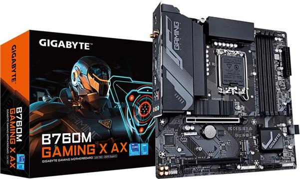 GIGABYTE B760M GAMING X AX, DDR5, SATA3, USB3.2Gen2, DP, 2.5GbE, WiFi 6E, LGA1700 mATX