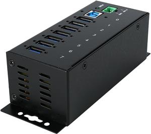 StarTech.com 7-Port USB 3.0 Hub - Metal Industrial USB-A Hub with ESD Protection & 350W Surge Protection - Din Rail, Wall or Desk Mountable - TAA Compliant USB Expander Hub (ST7300USBME) - hub - 7 por