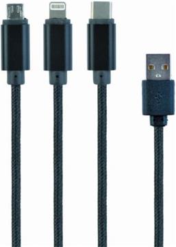 Gembird USB 3-in-1 charging cable, black, 1m
