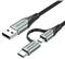 Vention USB 2.0 A Male to 2-in-1 Micro-B USB-C Male Cable 1M, Gray