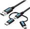 Vention USB 2.0 A Male to 3-in-1 Micro-B USB-C Mini-B Male Cable 0,5m, Black